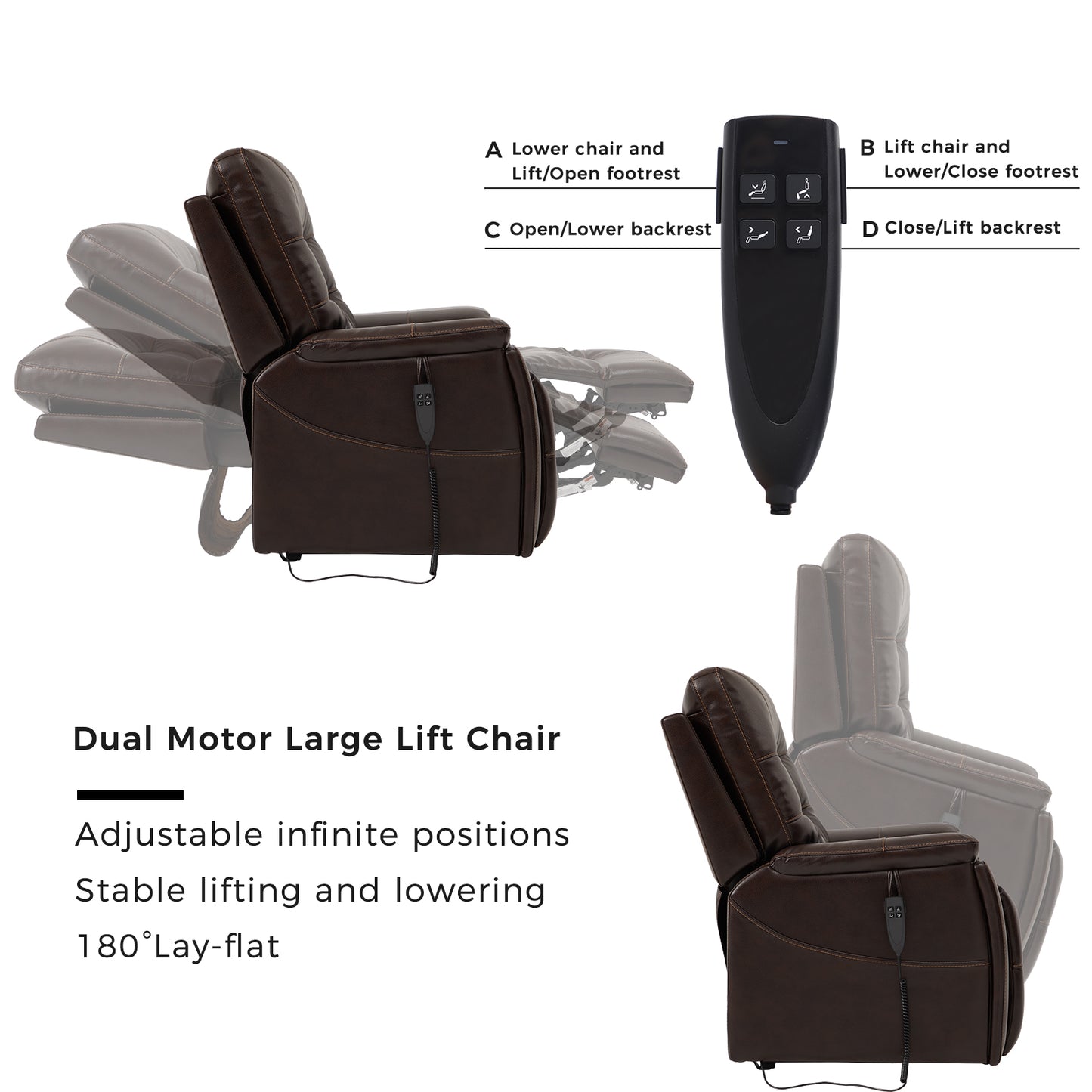 Dynox Large Size Lift Chair Recliner with Hidden Cup Holders