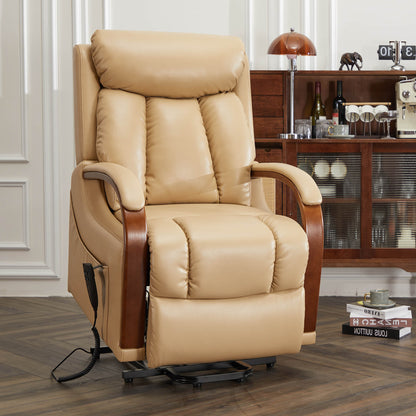 Dynox Small Size Lift Chair Recliner with Heat&Massage and Wooden Armrests