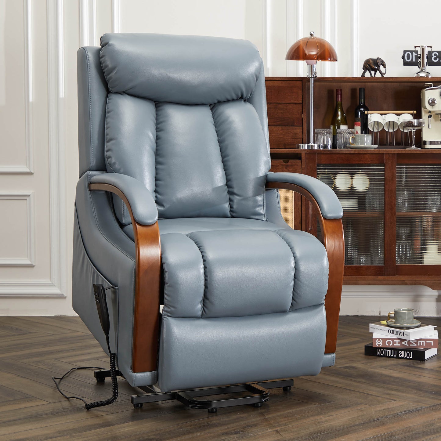 Dynox Small Size Lift Chair Recliner with Heat&Massage and Wooden Armrests