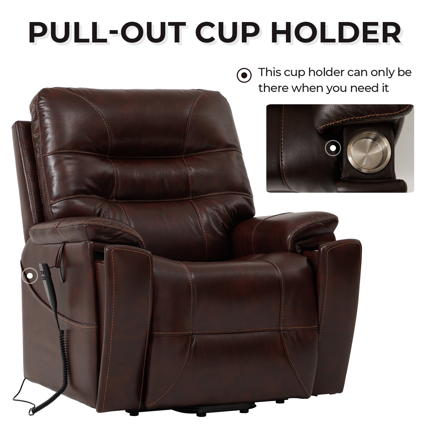 Dynox Large Size Lift Chair Recliner with Hidden Cup Holders