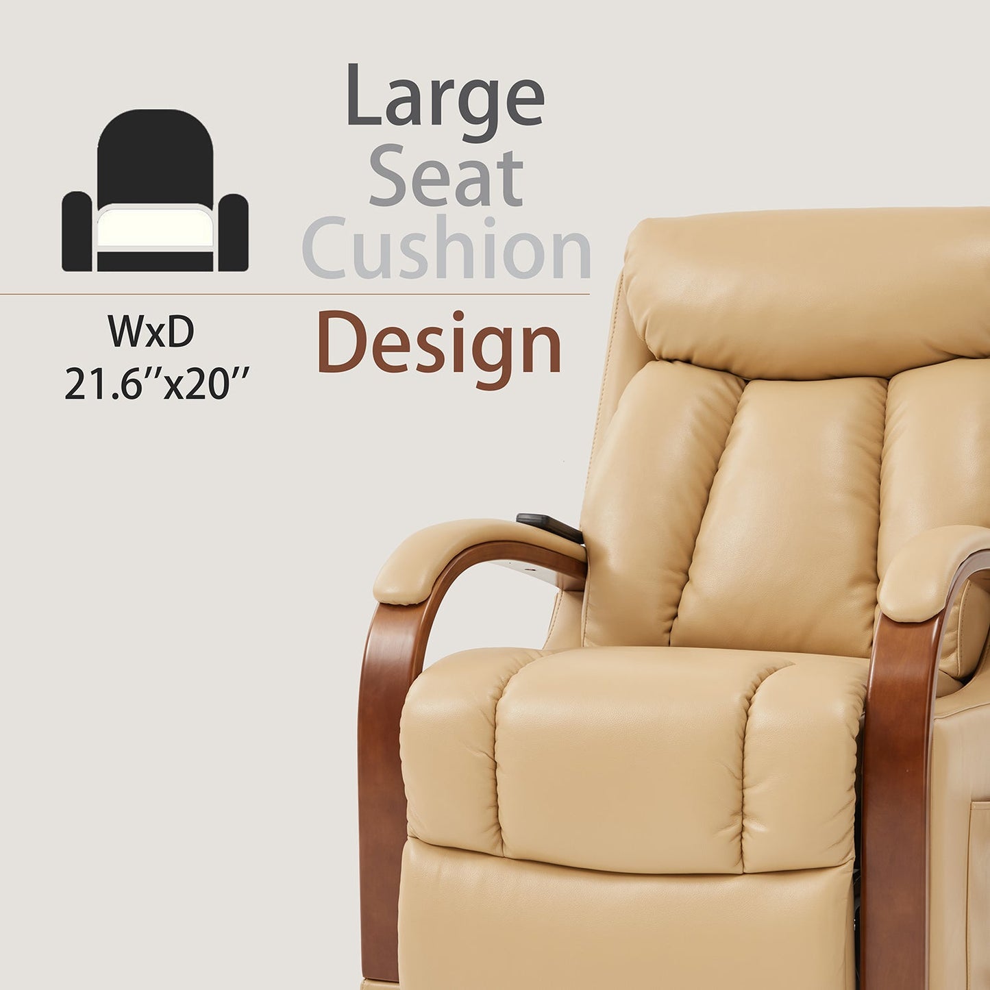 Dynox Small Size Lift Chair Recliner with Heat&Massage and Wooden Armrests